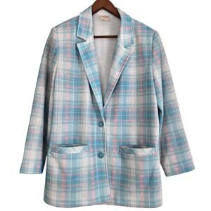 Vintage 90s Pastel Plaid Blazer Jacket Size 14 Clueless Cher Horowitz Preppy